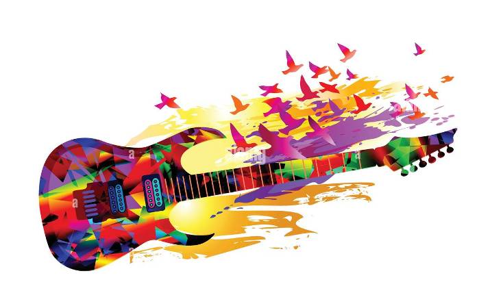 colorful-music-background-banner-with-electric-acoustic-guitar-and-KN2609